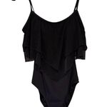 Longitude NWOT, Black Ruffle One Piece Swimsuit, Sz 10 Photo 3