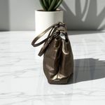 Coach Metallic Bronze Leather Buckle Shoulder Bag Satchel Handbag Purse Photo 5