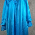 Vintage Shadowline Peignoir Dressing Robe Long Puffy Medium Bright Blue Nylon Photo 4