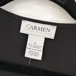 Carmen Marc Valvo NWT Women's V Neck Studded Tunic Blouse Black Gold Size Large Photo 2