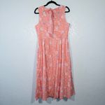 J.Crew New  Vivid Coral Floral Tie Neck Midi Dress Size 10 Photo 7