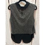 Sam Edelman  Sleeveless Sequined Collared Blouse Black Size L Photo 6