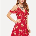 ✨ Knot Side Floral Ruffle Dress✨ Red Size L Photo 3