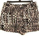 Garnet Hill Linen Pull-On Batik Print Shorts Black Cream 8 Photo 0