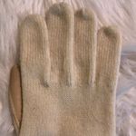 Ladies Vintage Knit Gloves Faux Leather Palms Photo 8