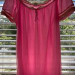 Vintage Julius Nylon Sheer Overlay Nightgown Pink Short Sleeve Size M 70s Size M Photo 2