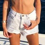 None Women Zipper Side Denim Ripped distressed white Shorts with star design pocket Photo 1