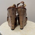 Chloé Renna Leather Snakeskin Slingback Cork Wedges Size 39.5 Photo 2