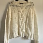 Wooden Ships Ivory Cable Knit Sweater S/M Mohair Wool Blend Weave Chunky Knit Photo 0