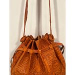 American Vintage Vintage Tooled Leather Saddle Shoulder Tan Sling bag Large Photo 4