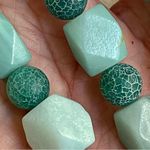 Blue Amazonite and crackle glass silver plated necklace and earrings set Photo 13