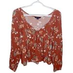American Eagle floral print tie boho baby doll blouse size S Photo 0