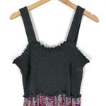 Natural Life  Sedona Jumpsuit Grey Plum Tulips Smocked Floral Photo 3