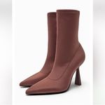 ZARA  Rose Mauve/Pink Sock Style Stretch Ankle
Boots(Size 39,8) Photo 1