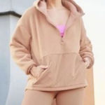 Fabletics  Lotta Teddy Quarter Zip Pullover Hooded Sweater Photo 0