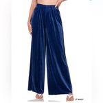 Zenana Outfitters Velvet Navy High Rise Stretchy Pull On Wide Leg Pants Raw Hem 2X New Photo 9