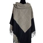 SAKS FIFTH AVENUE BLACK & TAUPE PONCHO ONE SIZE FITS MOST Tan Photo 1