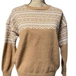 Melrose and Market  Isle Fair Orange & White Crewneck Sweater size Large Photo 1