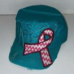 NWT Turquoise Pink Ribbon Trucker Hat Photo 0