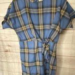 After Market New  Women's Small Blue Cotton Faux Wrap Short Sleeve Mini Dress Photo 0