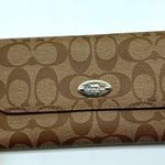 Coach brown leather signature Charlie C snap wallet pink interior A1532 … Photo 3