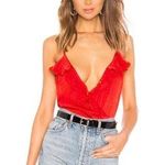 Lovers + Friends Red Ruffle Body Suit Photo 0