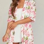 Show Me Your Mumu beautiful lightweight Robe, white with bright pink flowers, comes with belt, size is one size small/medium, excellent condition Photo 0