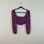 Urban Outfitters Purple Floral Cropped Length Long Sleeve Blouse Size XS Photo 4