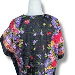 Vintage Santé Maxi Dress Black Baby Pink Dark Floral Caftan Butterfly Sleeve Photo 2