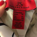 JS Collections Flattering White & Navy Tiered Texture sheath  lFloral Dress Size 10 Photo 7