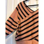 We The Free  Striped V Neck Sweater Pink Black Asymmetrical Size L Photo 3