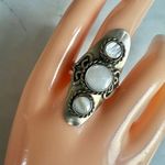 Vintage Mother of Pearl Long adjustable Shield Ring Photo 1