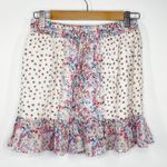 Auguste  White Pink Pastel Floral Print Ruffle Mini Skirt Women's Size 4 NWOT Photo 5