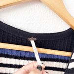 Free People  Gidget Knit Striped V-Neck Sweater Dress in Black Multi Photo 2