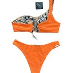 Zaful Women Swimwear Snakeskin Leopard Print One Shoulder Reversible Bik… Photo 10