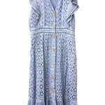 Saylor Eyelet Button Down Midi Dress Light Blue XS Photo 0