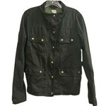 J.Crew Women's Green Twill Jacket M Resin-Coated Casual Long Sleeve Photo 0