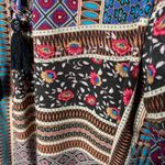 American Eagle  Short Sleeve Lace Up Patchwork Tassel Tie Top Size Small Boho Photo 7