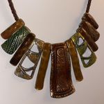 Vintage Abstract Enamel Bib Necklace Black Photo 1