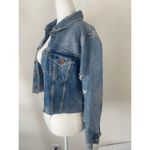 Forever 21 Distressed Light Wash Denim Cropped Trucker Jacket Womens Small Photo 2