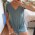 Lucky Brand  Sandwash Vneck Tie Front Top Photo 4