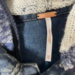 Free People Distressed Denim Jacket Knitted Sleeves Hood XS Excellent Condition Photo 11