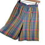 Vtg Giorgio Sant Angelo Bermuda Shorts Sz 6 Rainbow Cotton Linen Academia Blue Photo 2