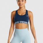 Gymshark Racerback Sports Bra Women's Size S Blue Logo Performance Dry Moisture Photo 0