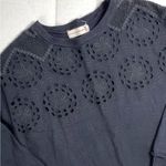 Johnny Was 4Love and Liberty Black Eyelet Raw Hem Crewneck Photo 1