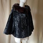 Vintage Sheared Fur Cape w/ Mink Collar Black Swing Evening Capelet M/L Size M Photo 3