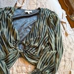 Moon River  Teal and Black Striped Blouse Photo 2