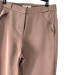 HALSTON 4 /S Satin Tie Pant High Waist Trouser Bow Hem Champagne 25" inseam Gold Photo 2