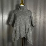 Athleta  Turtleneck Poncho Gray Wool Blend Knit Pullover Top S/M Photo 2