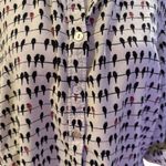 Jane and Delancey  Women's 1X Bird Print Button-Up Shirt Multicolor High Low Photo 1